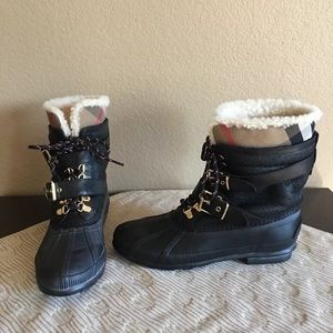 Burberry Black Windmere Check Trim Winter Boots